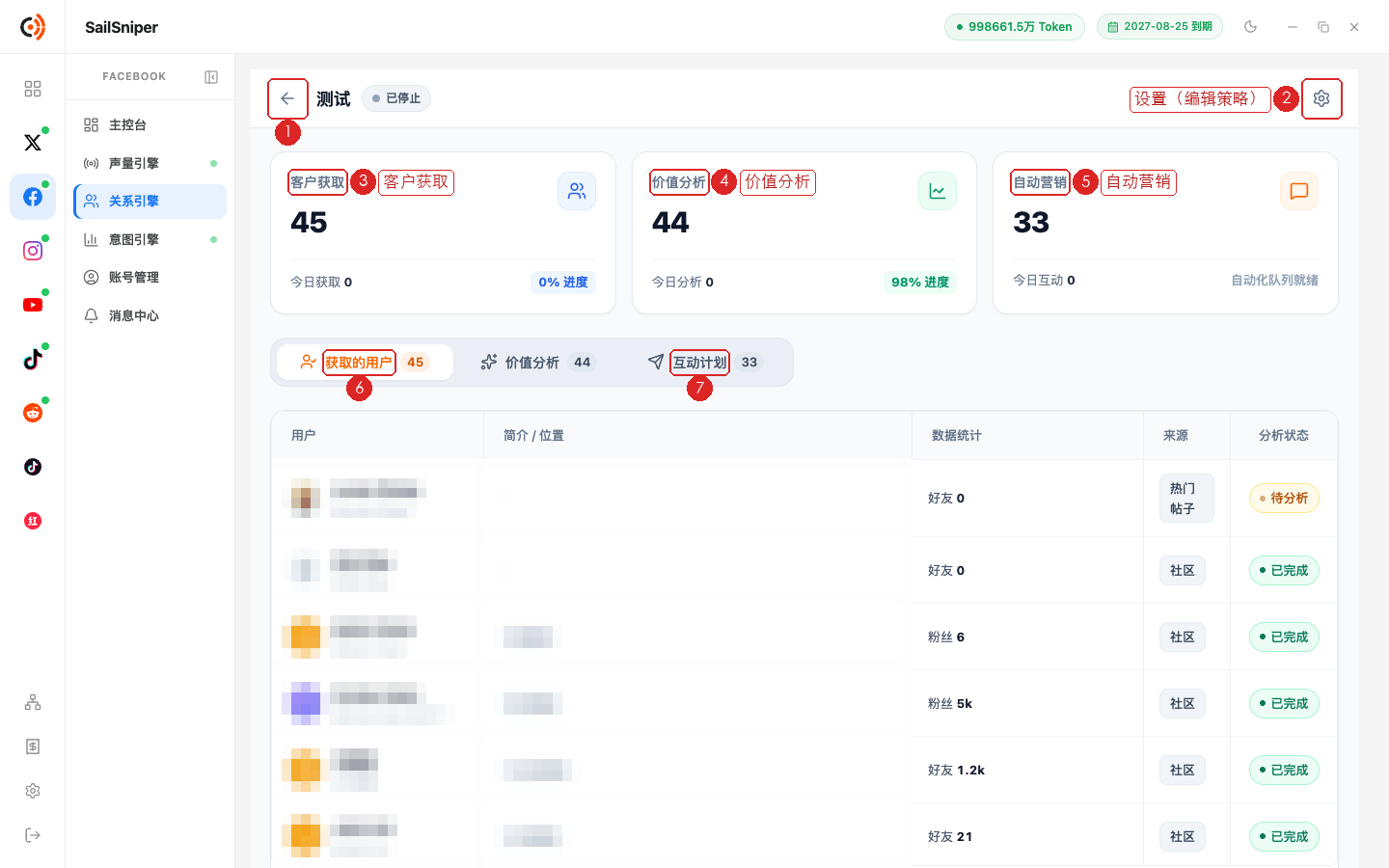 策略工作台 · 获取的用户(编号见下表)